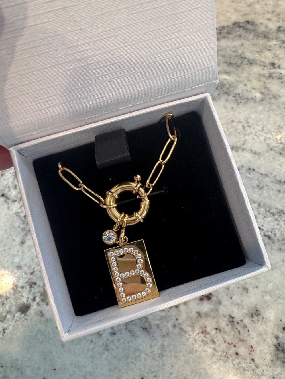 NWT mint & lily Gold Initial 'B' Pendant Necklace